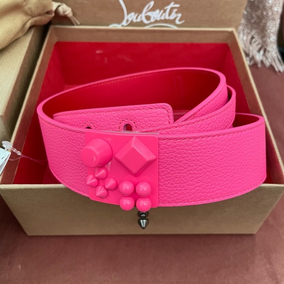 Christian Louboutin Accessories - sold Christian Louboutin Carasky Leather Belt 80cm/32" - Poupidou (Pink)